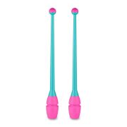 Булавы для худ. гимнастики INDIGO, IN017-BP, 36 см, пластик, каучук, в компл. 2шт, бирюз-роз