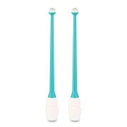 Булавы для худ. гимнастики INDIGO, IN017-BW, 36 см, пластик, каучук, в компл. 2шт, бирюз-бел