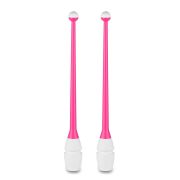 Булавы для худ. гимнастики INDIGO, IN017-PW, 36 см, пластик, каучук, в компл. 2шт, розово-бел