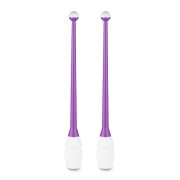 Булавы для худ. гимнастики INDIGO, IN018-VW, 41 см, пластик, каучук, в компл. 2шт, фиолет-белый