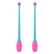 Булавы для худ. гимнастики INDIGO, IN019-BP, 45 см, пластик, каучук, в компл. 2шт, бирюзово-розов
