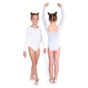 Купальник гимнастический длин. рукава Indigo SM-093-40, р.40, хлопок, эластан, белый