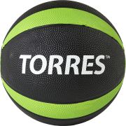 Медбол TORRES 4 кг, AL00224, резина, диаметр 21,9 см, черно-зеленый