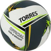 Мяч вол. TORRES Save, V321505 р.5, синт.кожа (ПУ), гибрид, бут.кам, бело-зелено-желтый