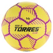 Мяч ганд. TORRES Club, H32432, р.2, ПУ, 5 подкл. слоев, руч. сшивка, желтый
