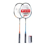 Набор для бадминтона WISH Fusiontec 799K, 2 ракетки+2 волана,стал.стерж,алюм.обод,со струн,син-оранж