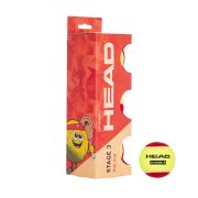 Мяч теннисный детский HEAD Stage 3 Red, 578433,уп.3 шт, фетр,нат.резина,желто-красный