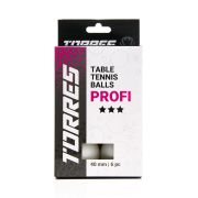 Мяч для наст. тенниса TORRES Profi 3*, TT23012, диам. 40+мм, упак. 6 шт, белый