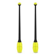 Булавы для худ. гимнастики INDIGO, IN017-BKL, 36 см, пластик, каучук, в компл. 2шт, черно-лимонный