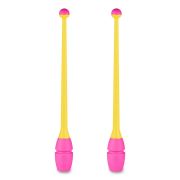 Булавы для худ. гимнастики INDIGO, IN019-YP, 45 см, пластик, каучук, в компл. 2шт, желто-розовый