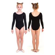 Купальник гимнастический длин. рукава Indigo SM-094-42, р.42, хлопок, эластан, черный