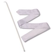 Лента гимнастическая с палочкой 56см, СЕ6-W, дл.6м, пластик, металл, полиэстер, белый