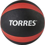 Медбол TORRES 6 кг, AL00226, резина, диаметр 23,8 см, черно-красный