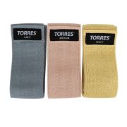 Эспандер TORRES набор эластичных петель, AL02205, ткань, д.38 см, ш.8 см, 3 жгута разн сопр.