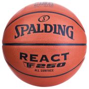 Мяч баск. SPALDING TF-250 React 76968z, р.6, FIBA Approved, композит. кожа (ПУ), коричнево-черный