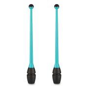 Булавы для худ. гимнастики INDIGO, IN018-BBK, 41 см, пластик, каучук, в компл. 2шт, бирюз-черн