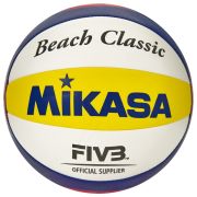 Мяч вол. пляжн. сув. MIKASA BV1.550C р.1, диам. 15 см, синт. кожа ПВХ, бело-желто-синий