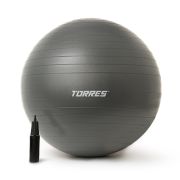 Мяч гимн. TORRES, FB122565, диам. 65 см, эласт. ПВХ,с защ. от взрыва, с насосом, серый